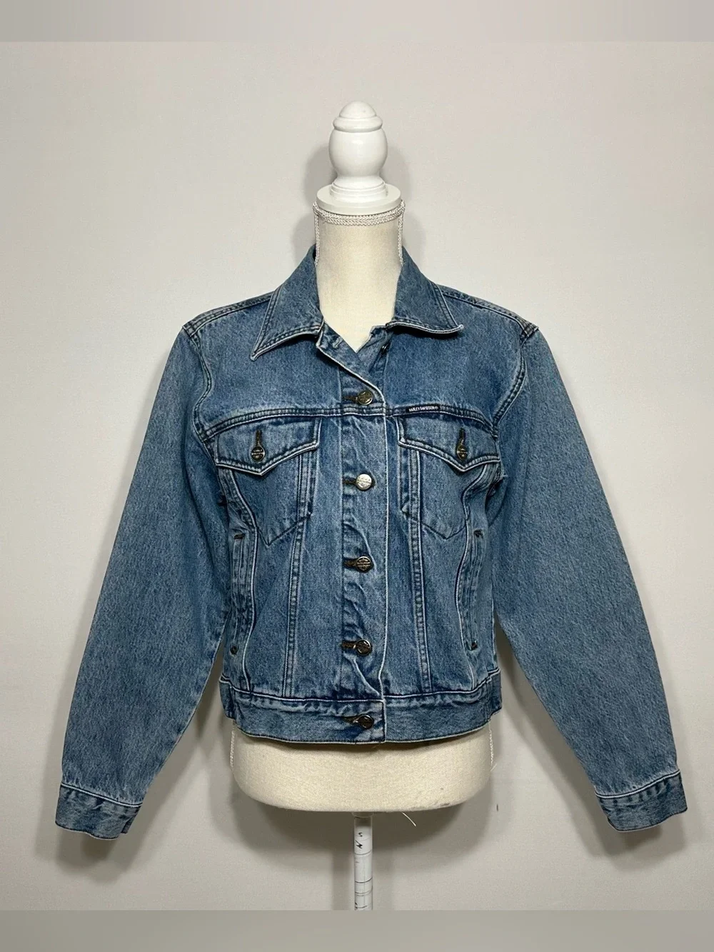 Vintage 80s 90s Harley Davidson Motorcycles Biker Blues Women's M Jean Jacket